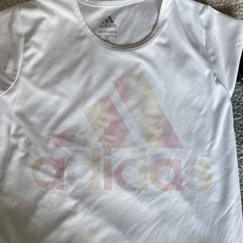 Adidas Kids White Tee with Subtle Graphic